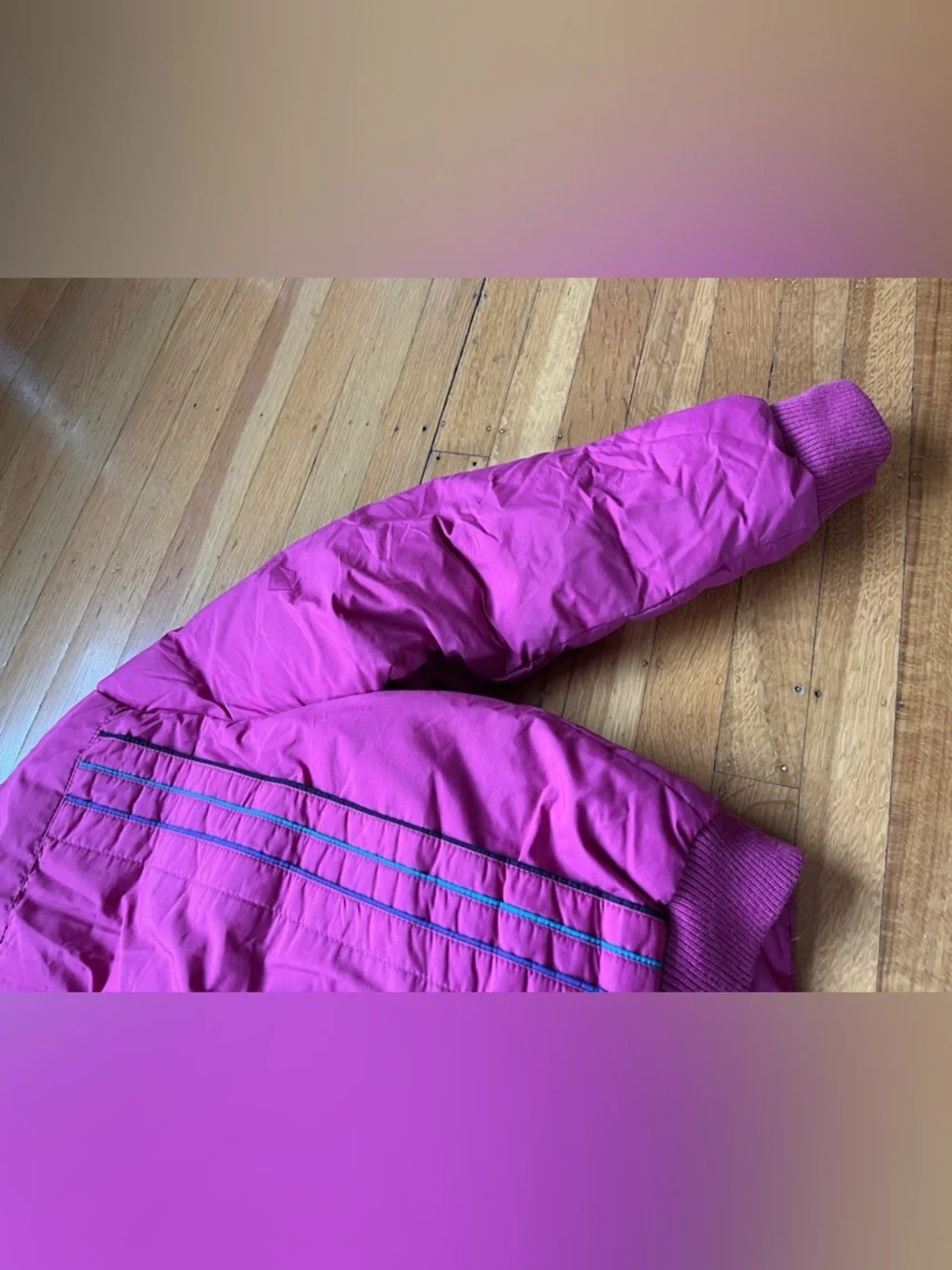 Vintage 80s retro duck down ski jacket bubble coat pink cropped M mountain goat